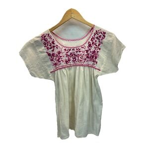 Mexican Blouse Youth M Embroidered Floral Peasant Boho Festival‎